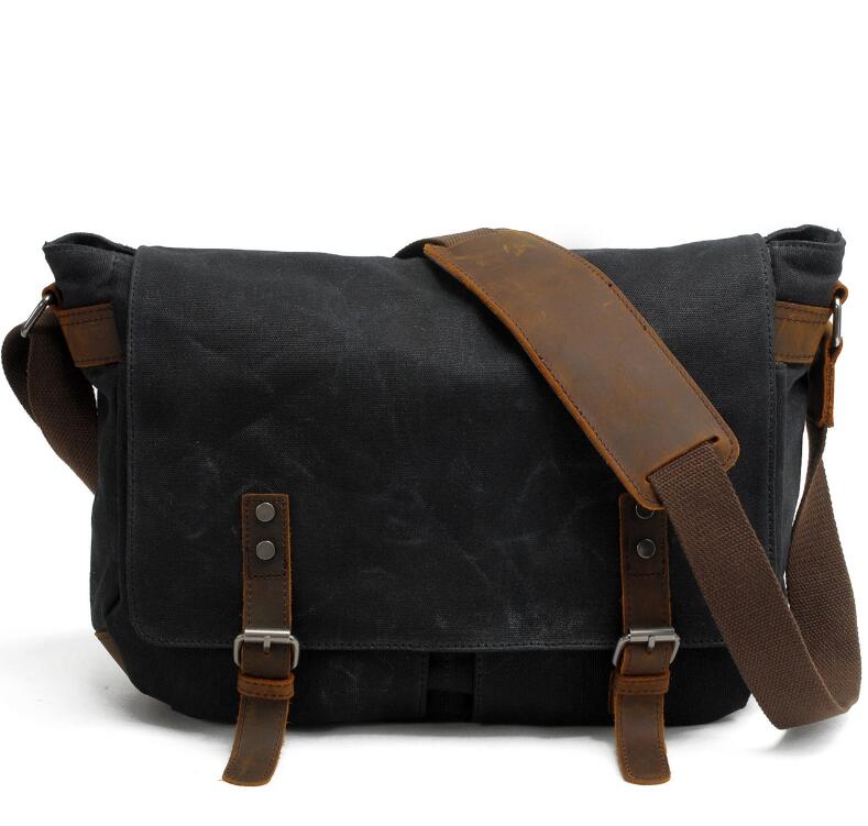 Men's Canvas Messenger Bag Tablet Casual Cross-body Retro Large Capacity