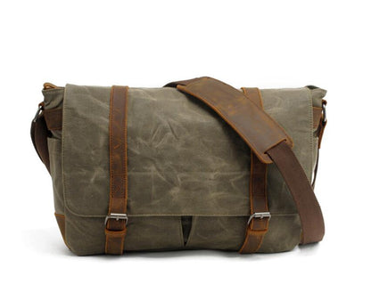 Men's Canvas Messenger Bag Tablet Casual Diagonal Span Waterproof Durable Flip