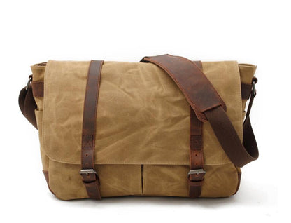 Men's Canvas Messenger Bag Tablet Casual Diagonal Span Waterproof Durable Flip