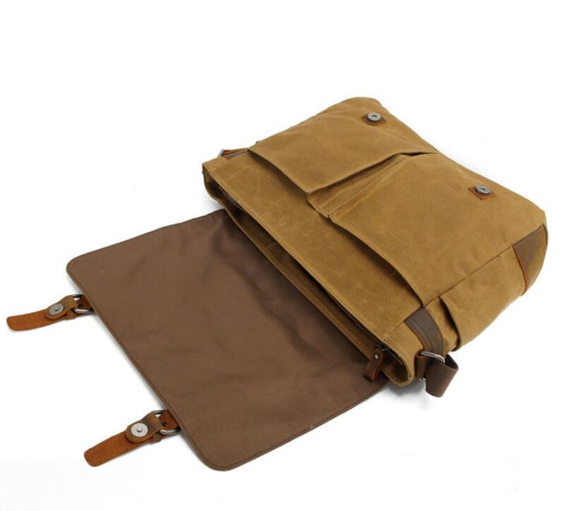 Men's Canvas Messenger Bag Tablet Casual Diagonal Span Waterproof Durable Flip