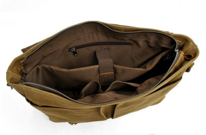 Men's Canvas Messenger Bag Tablet Casual Diagonal Span Waterproof Durable Flip