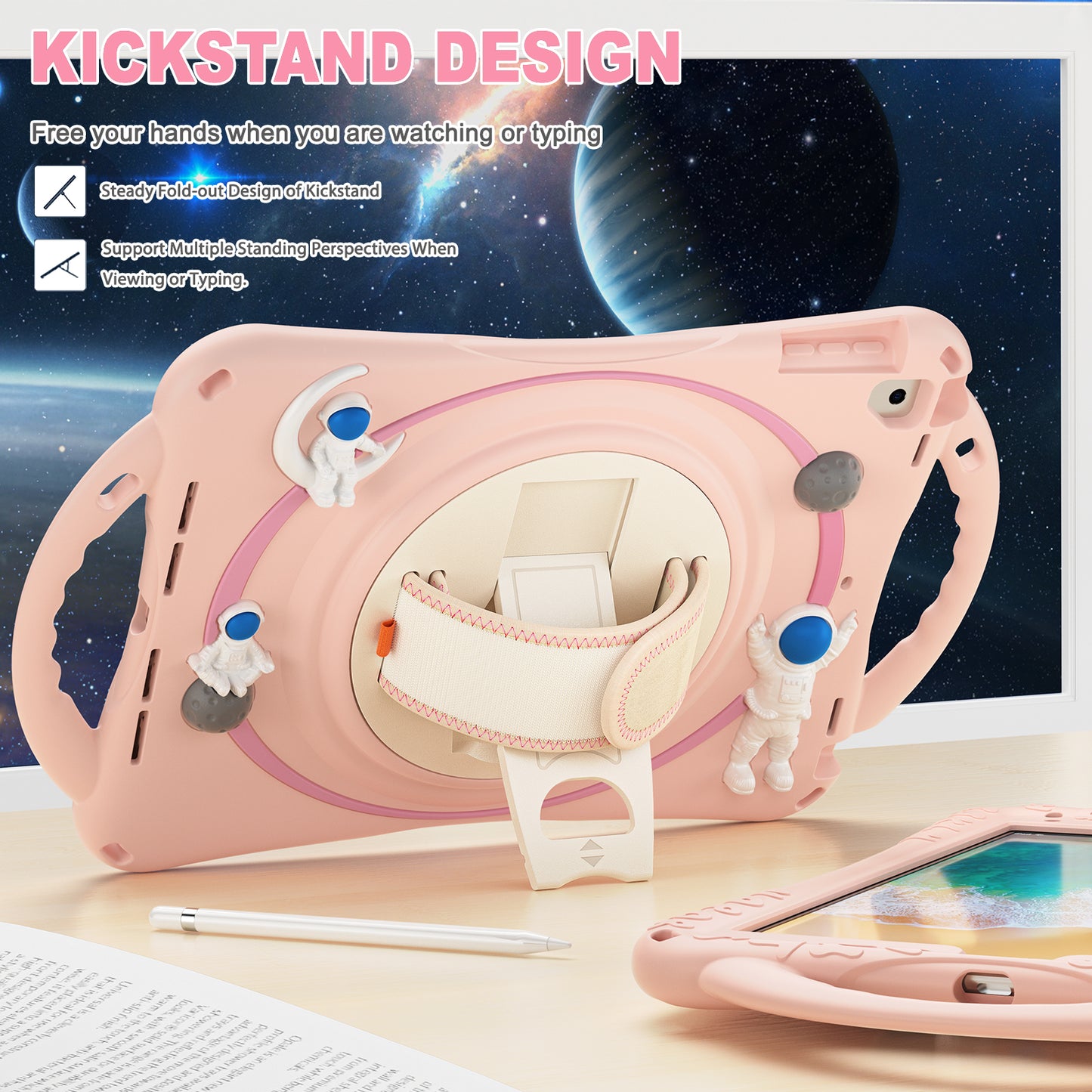 Spaceman iPad 5 Case 360 Rotating Hand Shoulder Strap