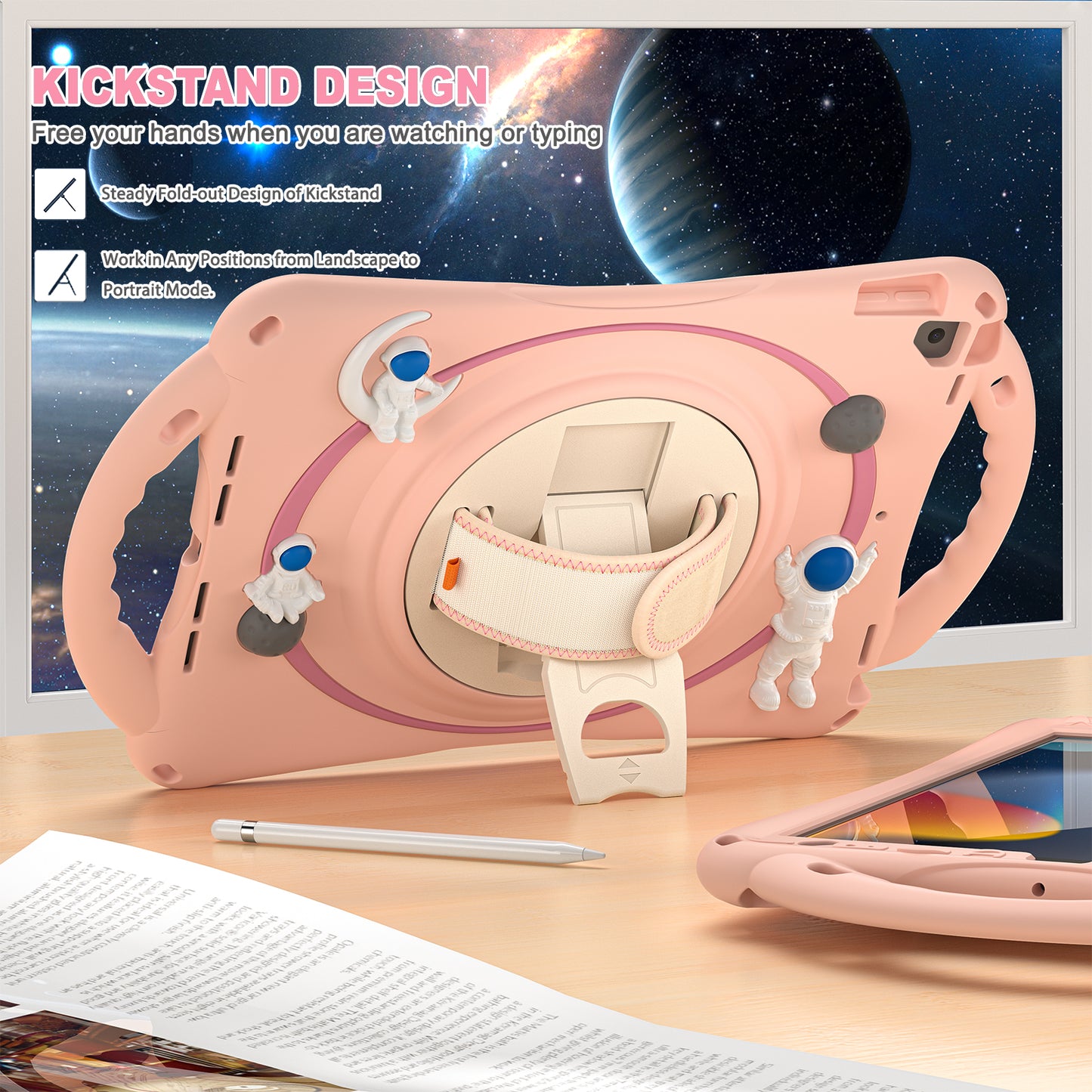 Spaceman iPad Air 3 Case 360 Rotating Hand Shoulder Strap