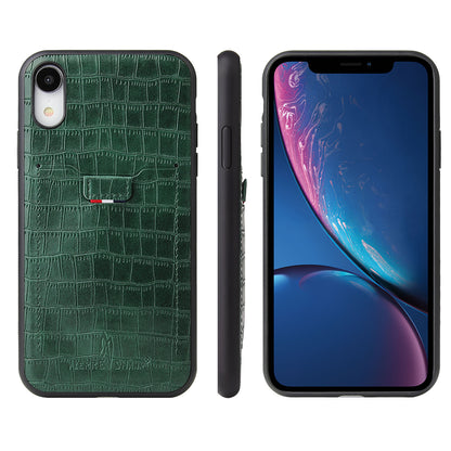 Crocodile Leather iPhone XR Case Business Card Holder Deluxe