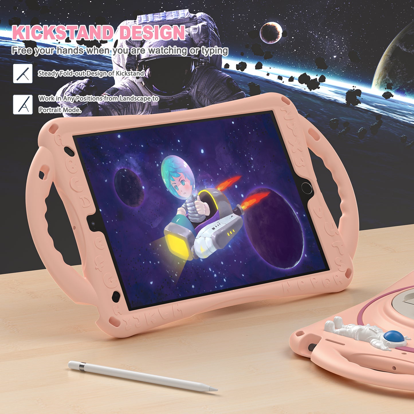 Spaceman iPad 9 Case 360 Rotating Hand Shoulder Strap