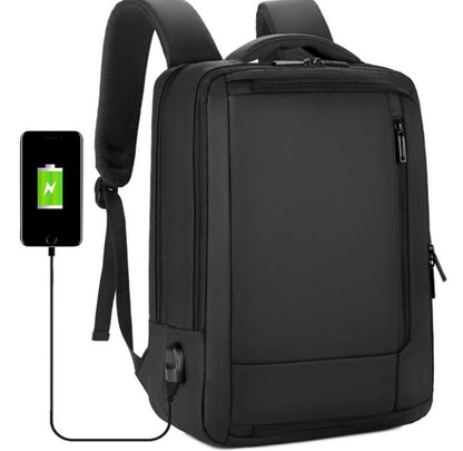 Men's Nylon Backpack Laptop Bag Flim Large Capacity Students Power USB Charging