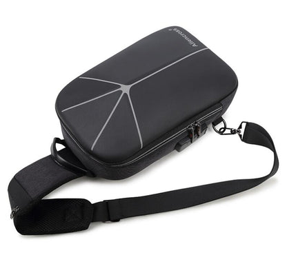 Men's Oxford Fanny Pack Chest Bag Tablet Riding Workshop Storage Waterproof USB Charging