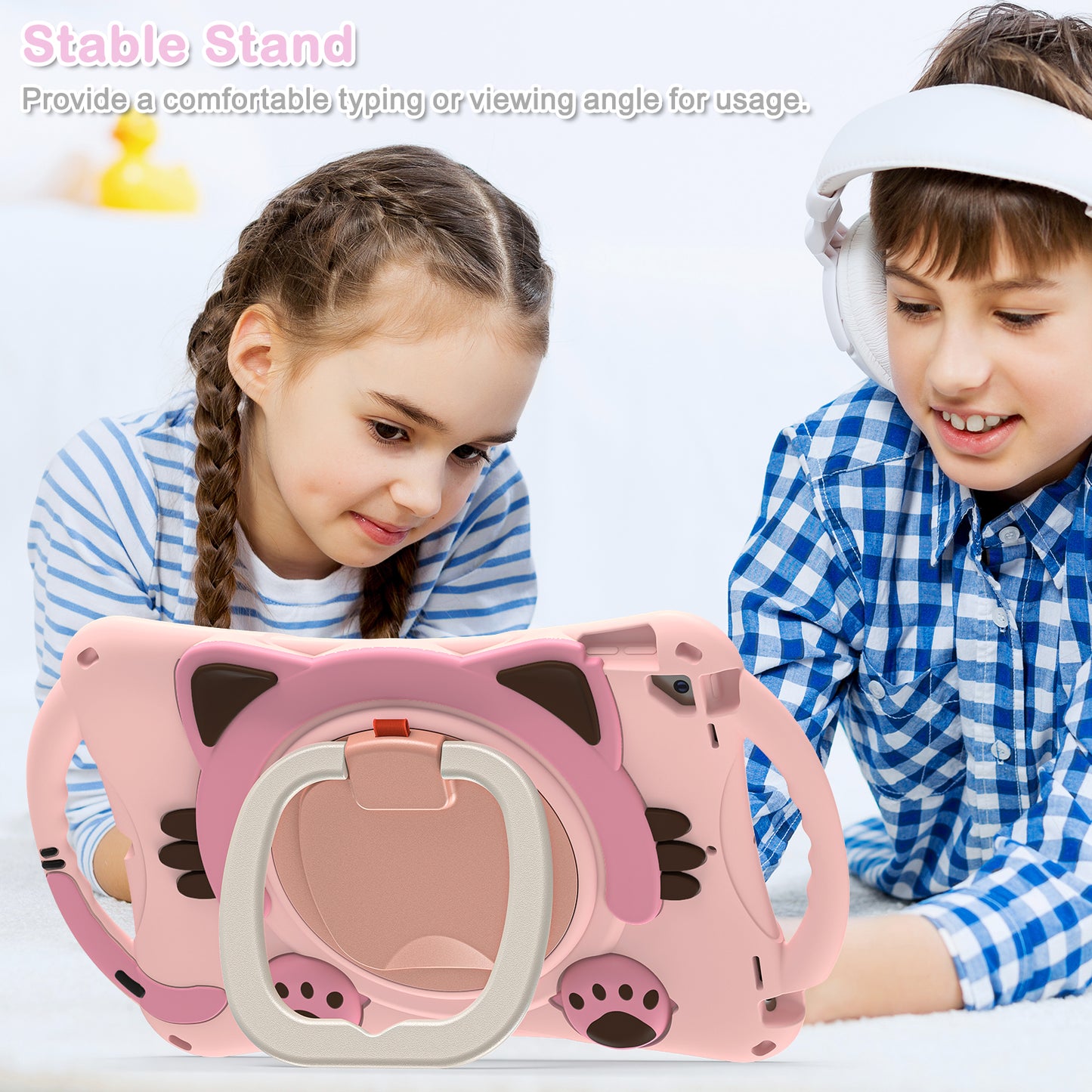 Stereoscopic Cat Apple iPad Pro 10.5 Case Kids Rotating Handle Grip