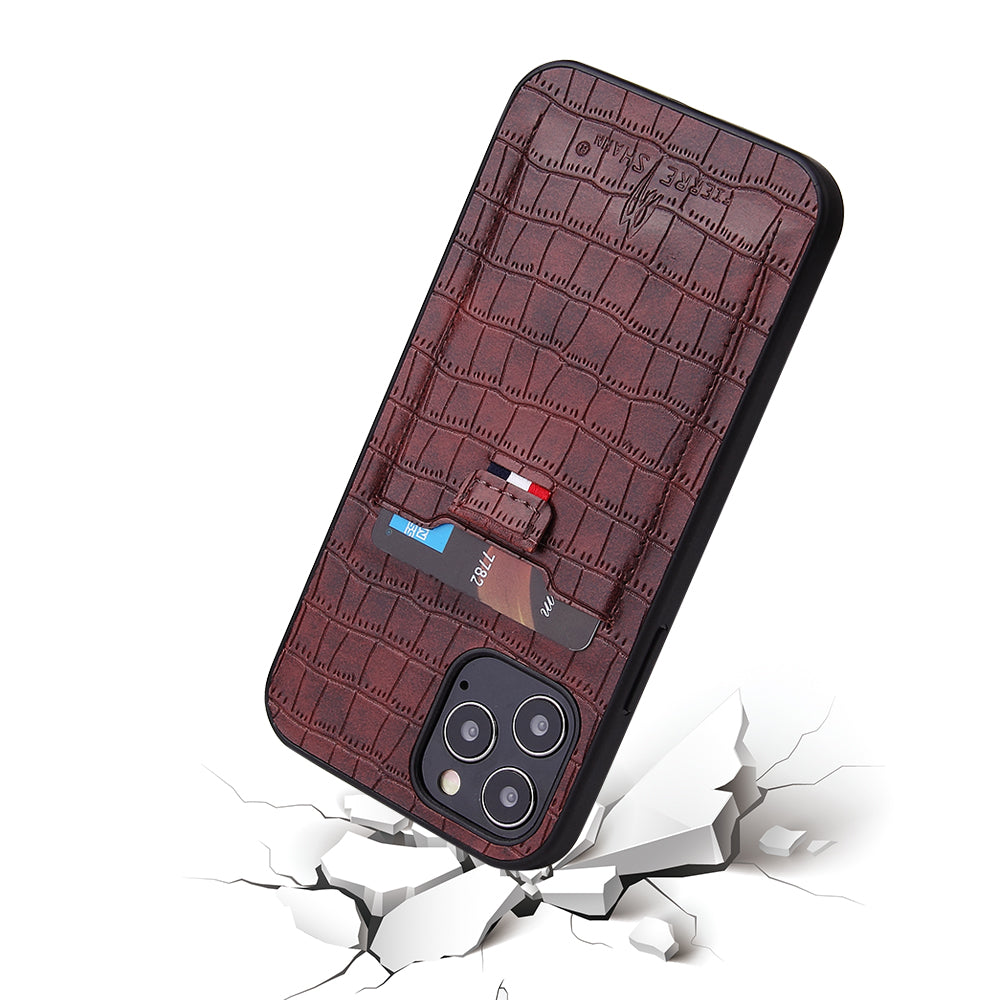 Crocodile Leather iPhone 12 Case Business Card Holder Deluxe