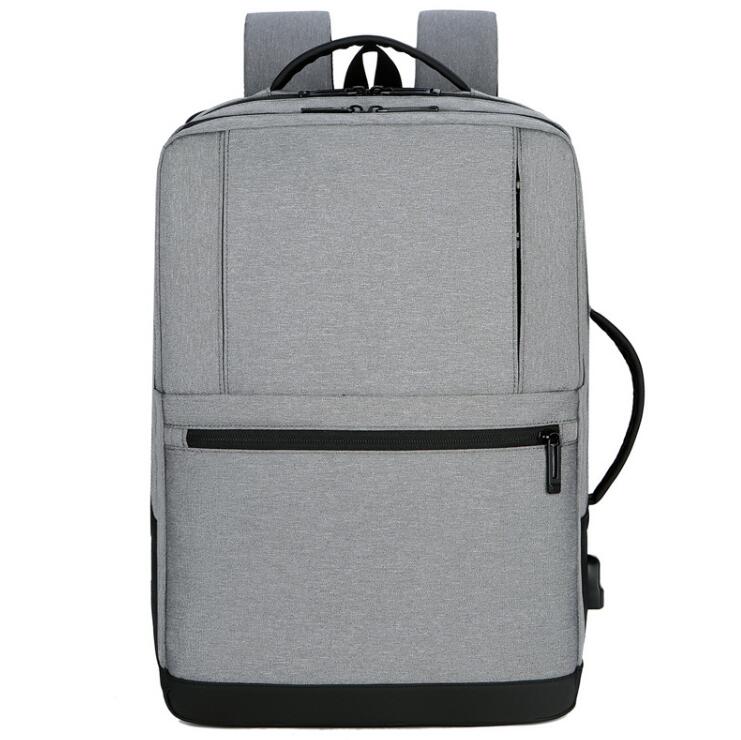 Men's Nylon Backpack Laptop Bag Multifunctional Simple Double Zipper Power USB Charging