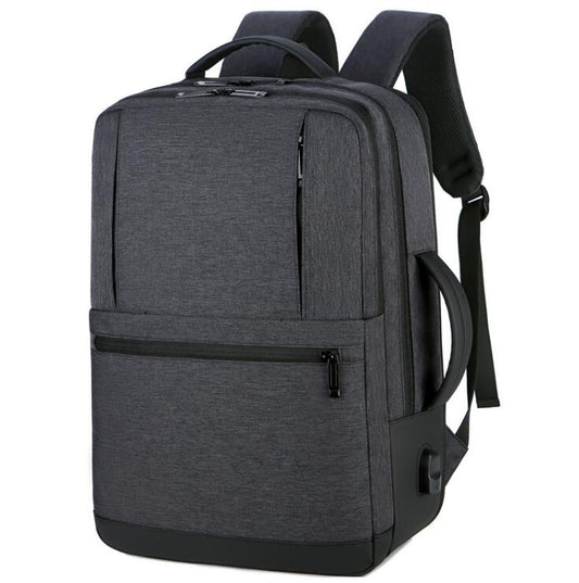 Men's Nylon Backpack Laptop Bag Multifunctional Simple Double Zipper Power USB Charging