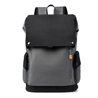 Men's Nylon Backpack Laptop Bag Fashion Trend Tooling Colors Matching Multi Pockets