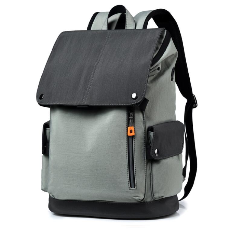 Men's Nylon Backpack Laptop Bag Fashion Trend Tooling Colors Matching Multi Pockets