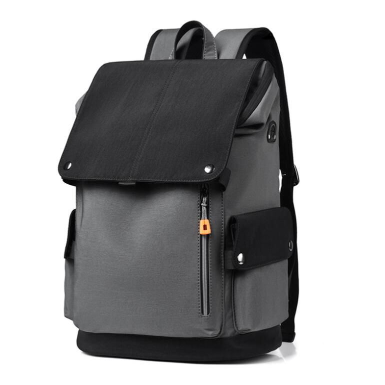 Men's Nylon Backpack Laptop Bag Fashion Trend Tooling Colors Matching Multi Pockets