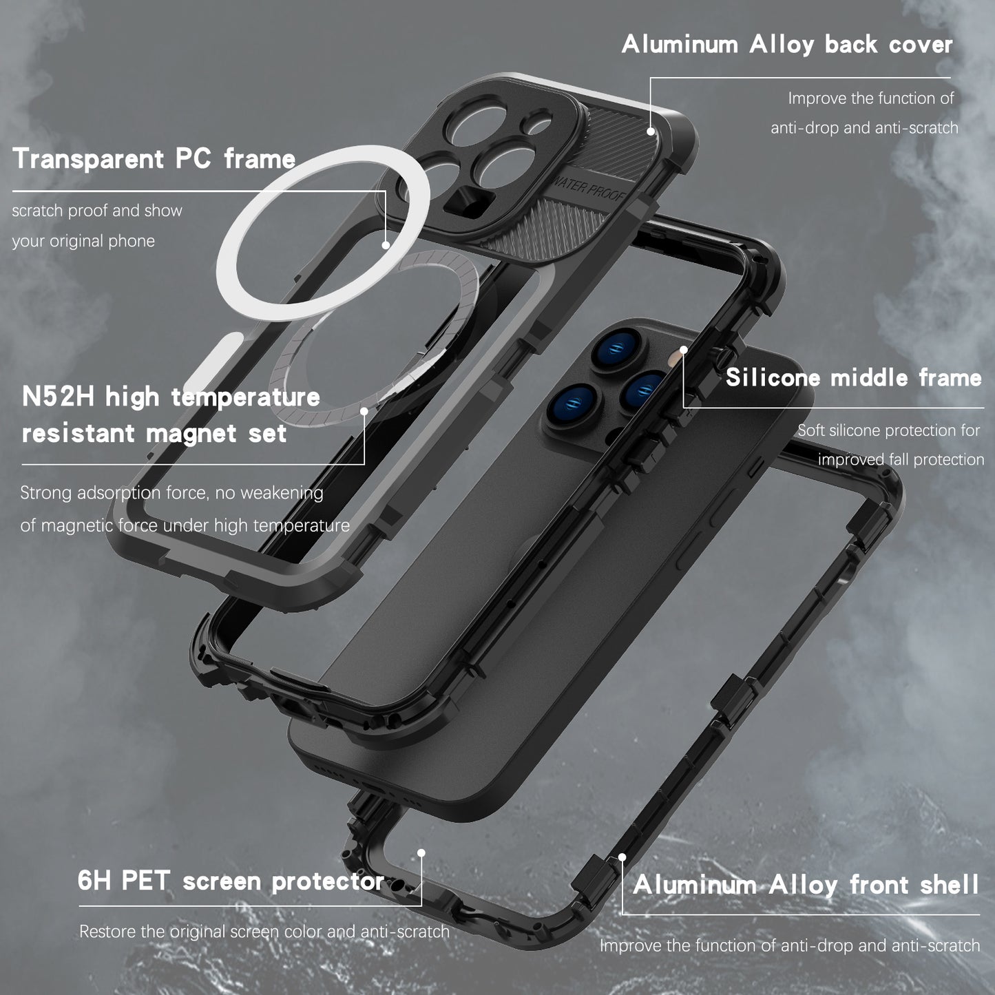 Lens Protection Waterproof Apple iPhone 14 Pro Max Case Aluminum