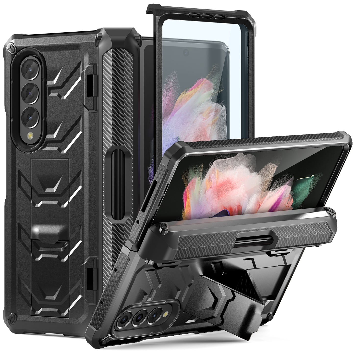 Mech King Samsung Galaxy Z Fold3 Case Rugged Mul-angele Kicktand