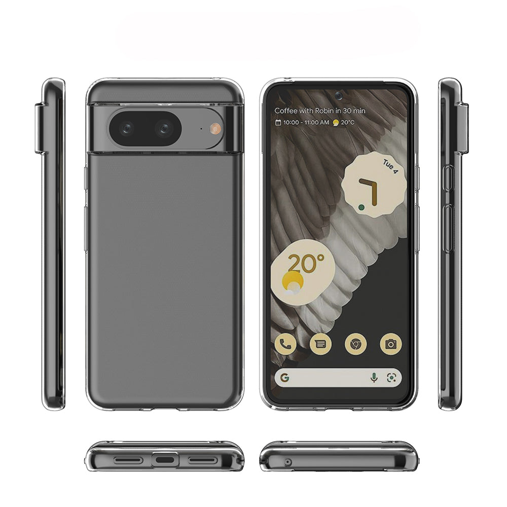 [2 Pack] Dot Clear Rubber Soft TPU Google Pixel 8A Case Back Gel