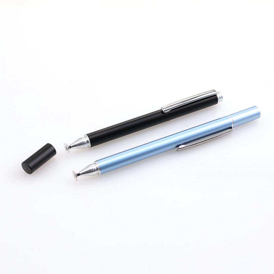 Universal Silicone Rubber Tip Dual Dics Drawing Touch Pen Portable Clip Stylus