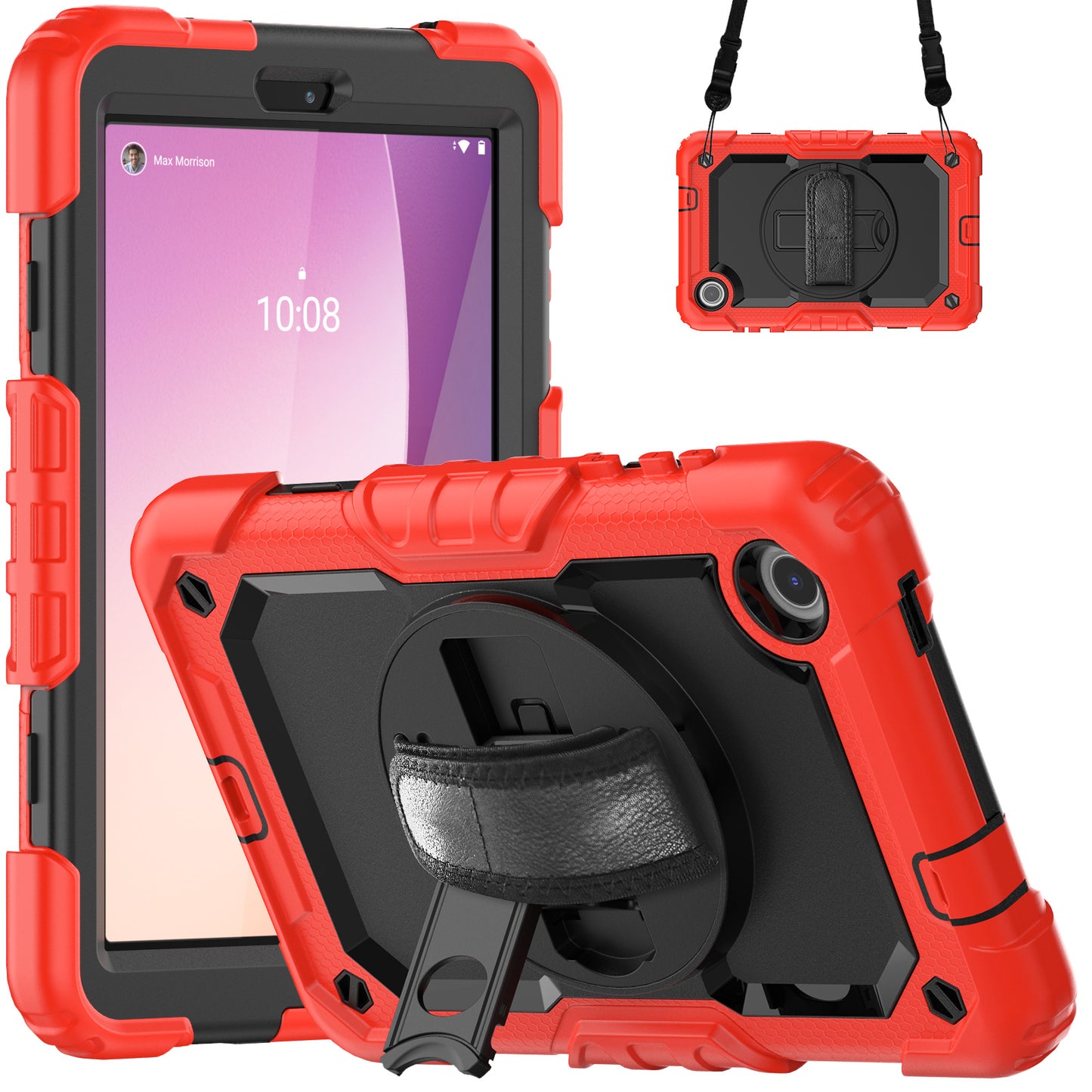 Tough Strap Built-in Screen Protector Lenovo Tab M8 (2023) Case Multi-functional