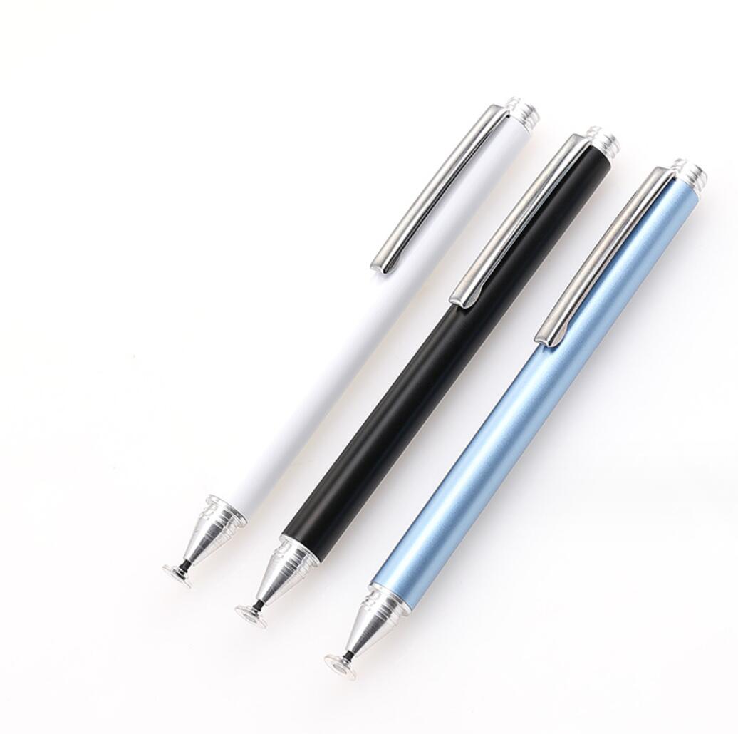 Universal Silicone Rubber Tip Dual Dics Drawing Touch Pen Portable Clip Stylus