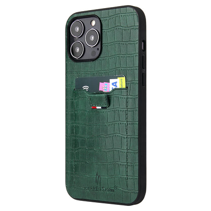 Crocodile Leather iPhone 13 Pro Max Case Business Card Holder Deluxe