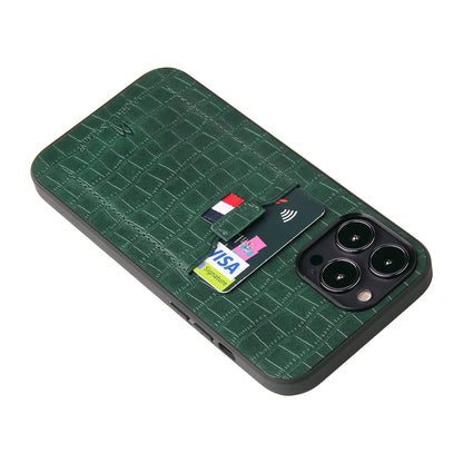 Crocodile Leather iPhone 13 Pro Max Case Business Card Holder Deluxe