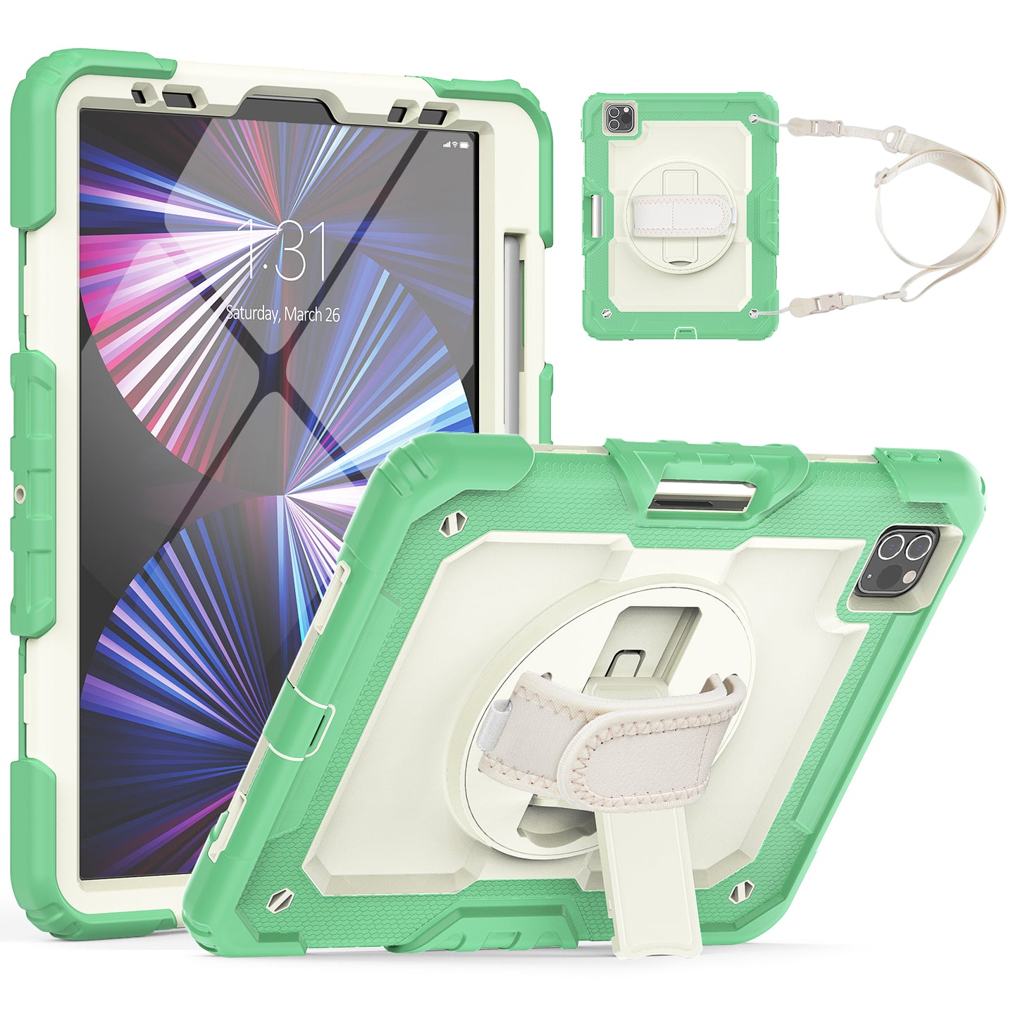 Tough Strap Built-in Screen Protector iPad Air 5 Case Multi-functional