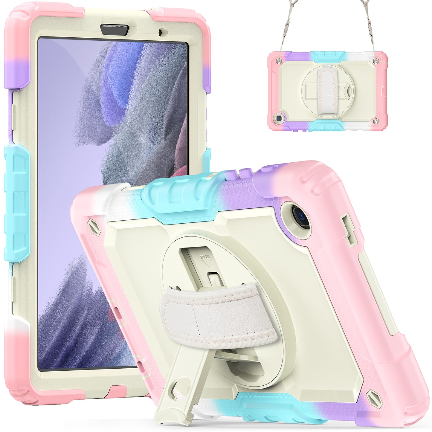 Tough Strap Built-in Screen Protector Galaxy Tab A7 Lite Case Multi-functional