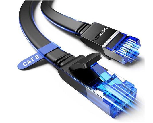 [2-Pack] Cat 8 Flat Ethernet Cable Shielded Heavy Duty Flat High Speed