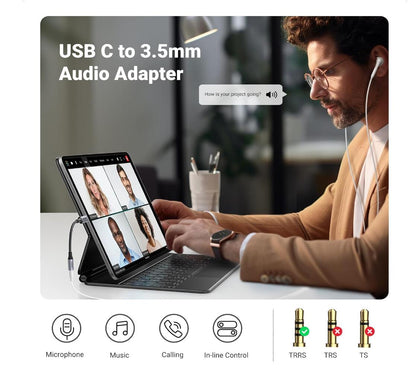 [2-Pack] USB-C to 3.5mm Audio Adapter Headphone Aux Jack Dongle