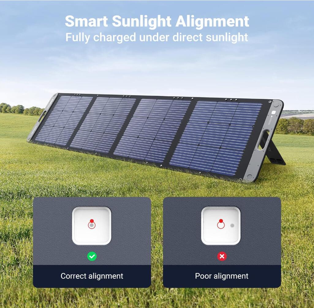 200W Portable Solar Panel Foldable Kickstand Smart Sunlight