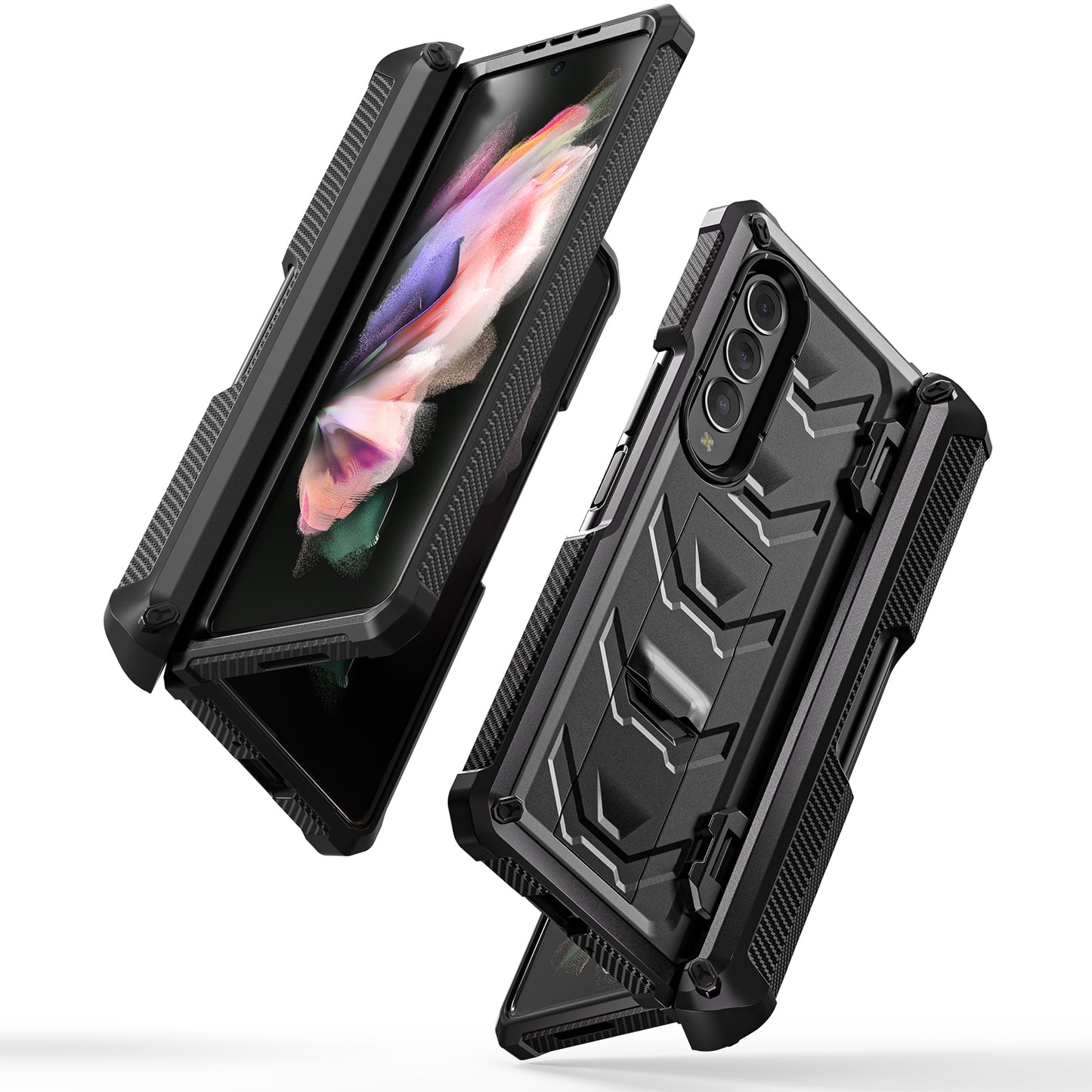 Mech King Samsung Galaxy Z Fold3 Case Rugged Mul-angele Kicktand