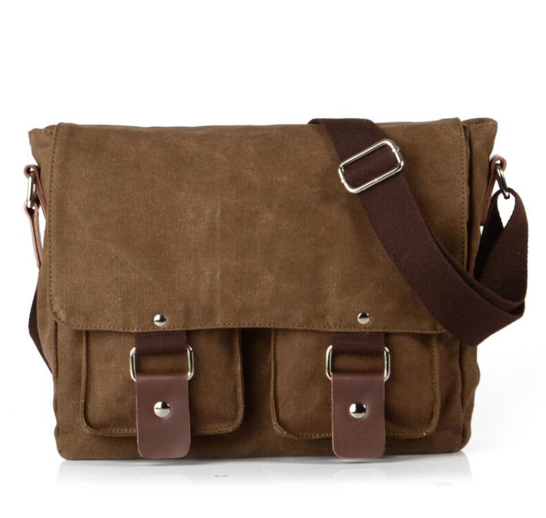 Men's Canvas Messenger Bag Tablet Casual Students Fashion Internal Pockets