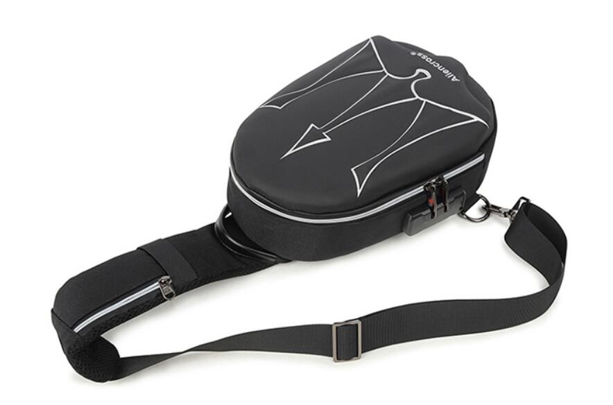 Men's Oxford Fanny Pack Chest Bag Tablet USB Charging Waterproof Anti-theft Triangular Fork