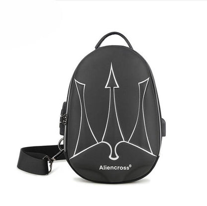 Men's Oxford Fanny Pack Chest Bag Tablet USB Charging Waterproof Anti-theft Triangular Fork