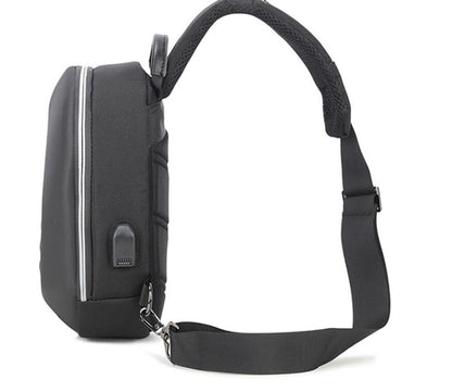 Men's Oxford Fanny Pack Chest Bag Tablet Riding UBS Charging Anti-theft Hard Shell Waterproof