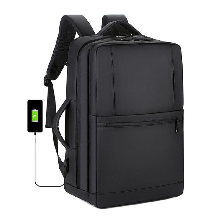 Men's Nylon Backpack Laptop Bag Extendable Travel Business Power USB Charging