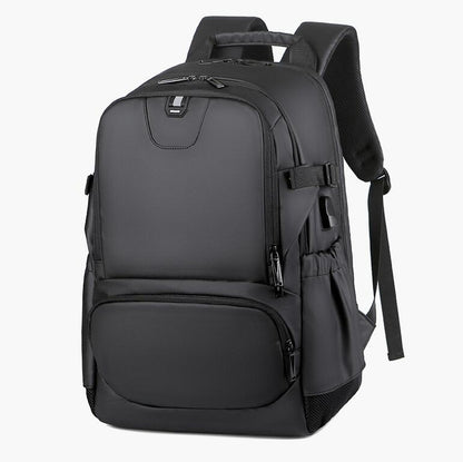 Men's Nylon Backpack Laptop Bag Vertical Square Business Students USB Charging