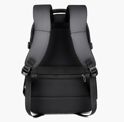 Men's Nylon Backpack Laptop Bag Vertical Square Business Students USB Charging