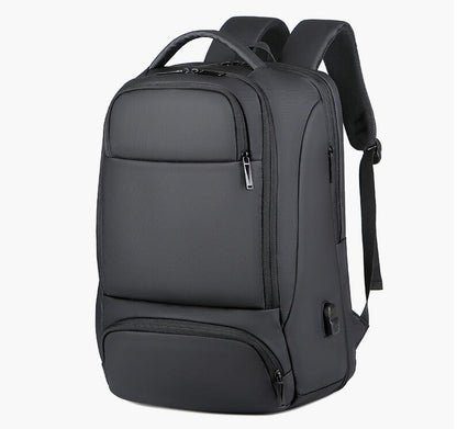 Men's Nylon Backpack Laptop Bag Large Capacity USB Charging Anti-splash Simple