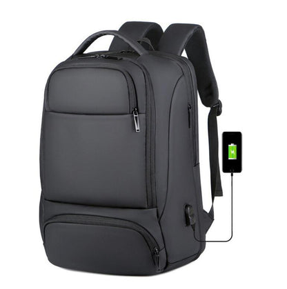 Men's Nylon Backpack Laptop Bag Large Capacity USB Charging Anti-splash Simple