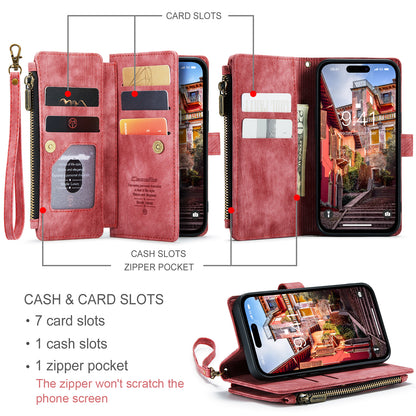 Multi-card Hand Strap Apple iPhone 15 Pro Case Double Fold Stand