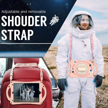 Spaceman iPad 8 Case 360 Rotating Hand Shoulder Strap