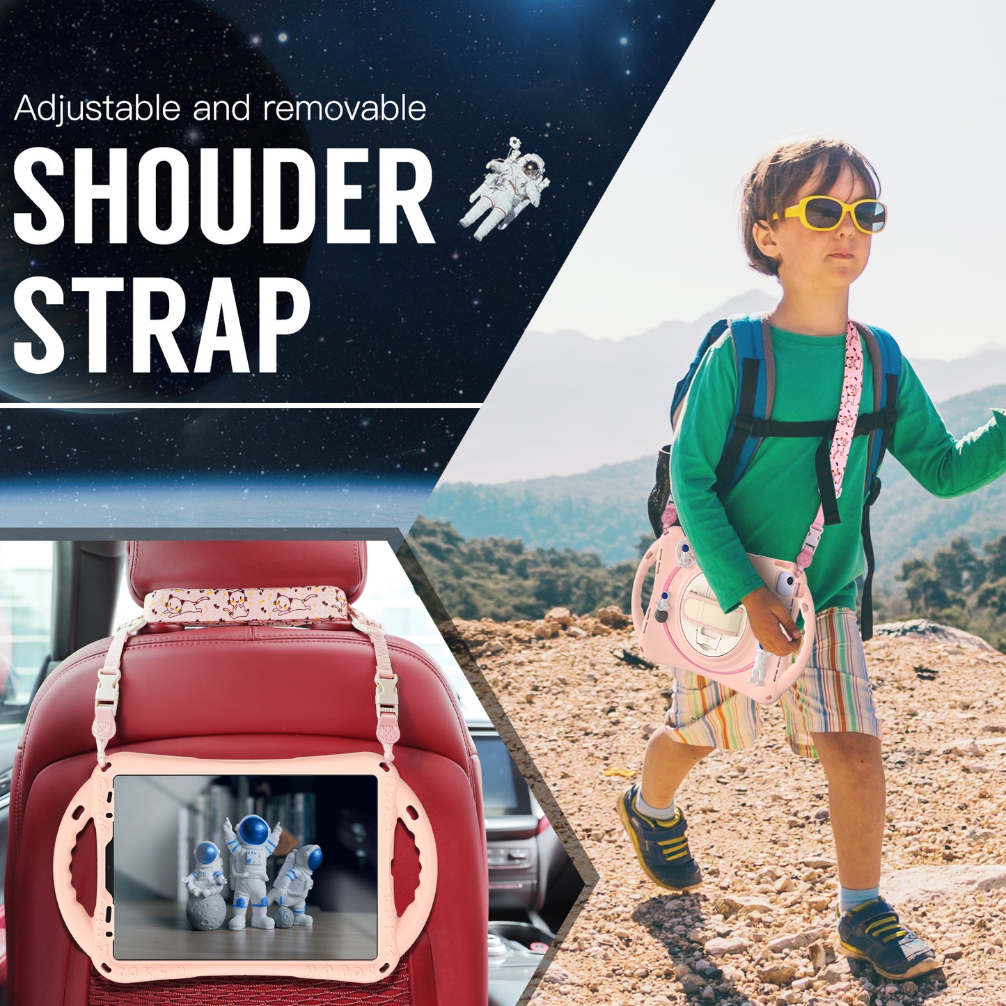 Spaceman iPad Air 5 Case 360 Rotating Hand Shoulder Strap