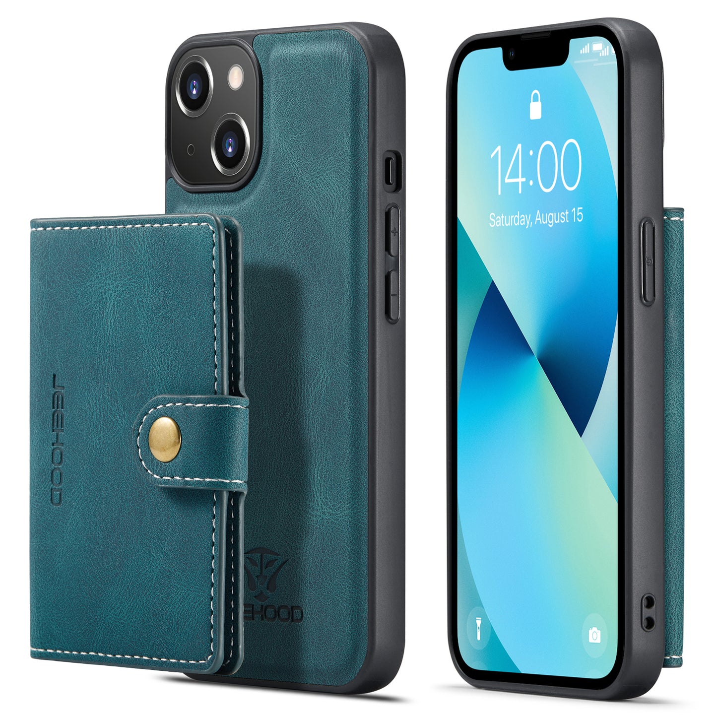 Magnetic Detachable Card Holder iPhone 14 Case Leather Flip