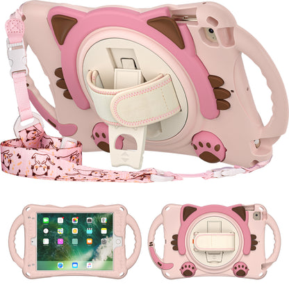 Stereoscopic Cat Apple iPad Air 1 Case Kids Rotating Handle Grip