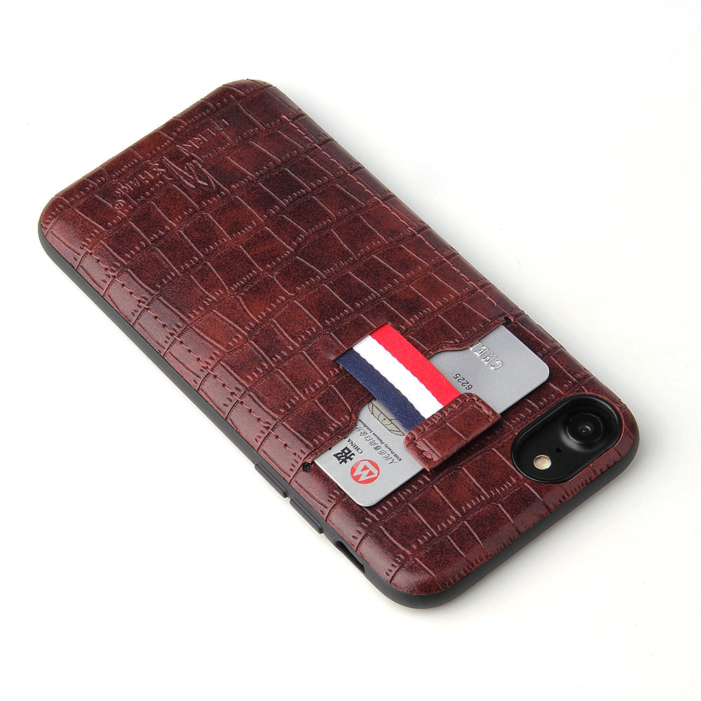 Crocodile Leather iPhone 8 Plus Case Business Card Holder Deluxe