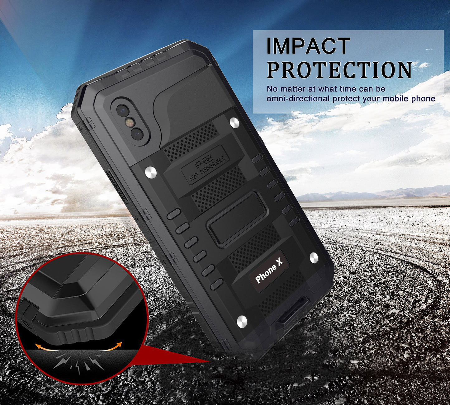 R-just Wolf Warriors 60ft Waterproof iPhone X/Xs Phone Case