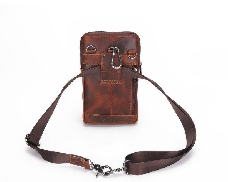 Men's Genuine Leather Handbag Phone Bag Retro Belt Holder Hanging