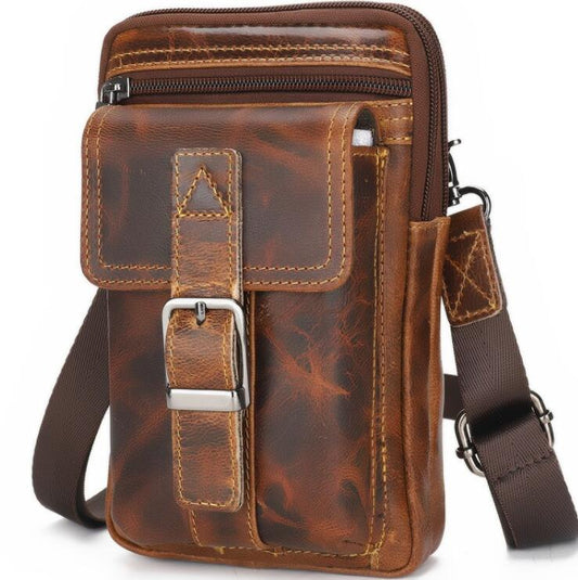 Men's Genuine Leather Handbag Phone Bag Retro Belt Holder Hanging